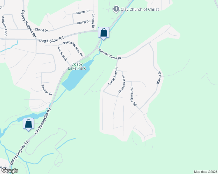 map of restaurants, bars, coffee shops, grocery stores, and more near 6271 Canterbury Road in Pinson