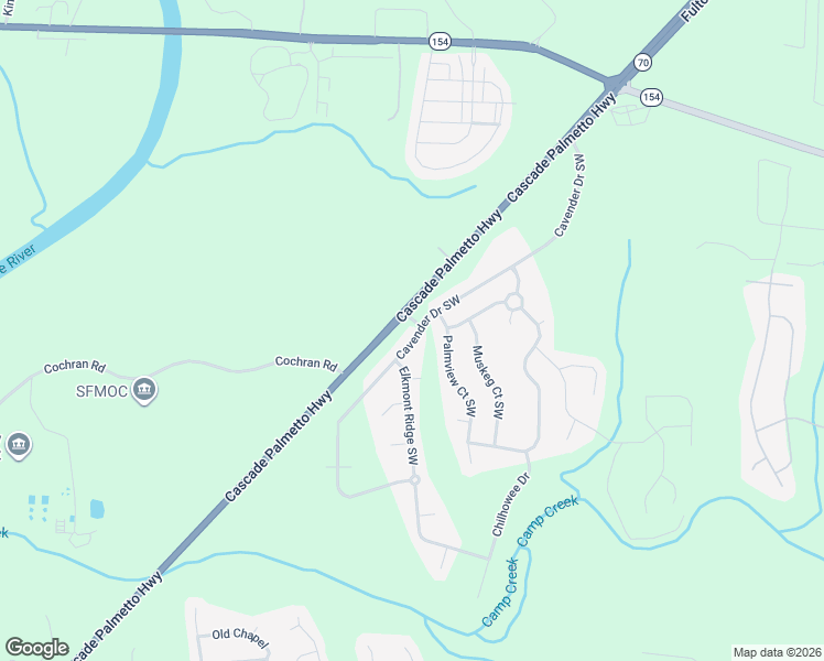 map of restaurants, bars, coffee shops, grocery stores, and more near 7198 Cavender Drive Southwest in Atlanta