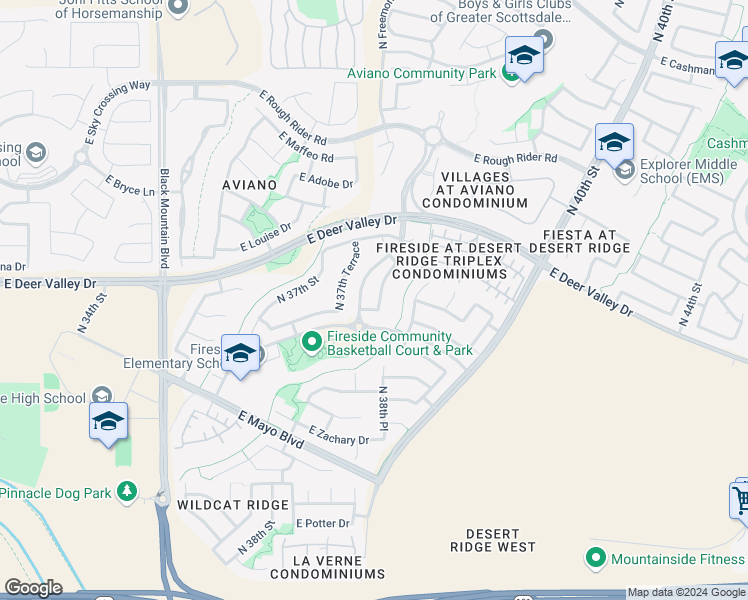 map of restaurants, bars, coffee shops, grocery stores, and more near 3810 Ember Glow Way in Phoenix