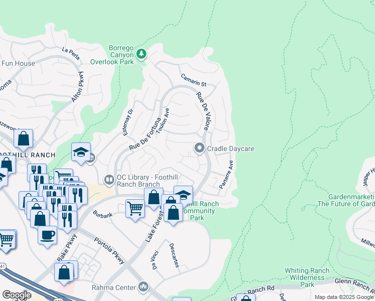 map of restaurants, bars, coffee shops, grocery stores, and more near 347 Chaumont Circle in Lake Forest