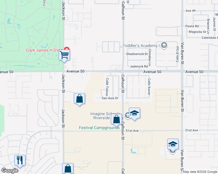 map of restaurants, bars, coffee shops, grocery stores, and more near 50133 San Capistrano Drive in Coachella