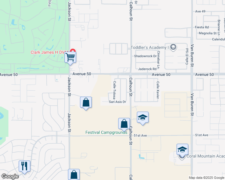 map of restaurants, bars, coffee shops, grocery stores, and more near 50209 Calle Tolosa in Coachella