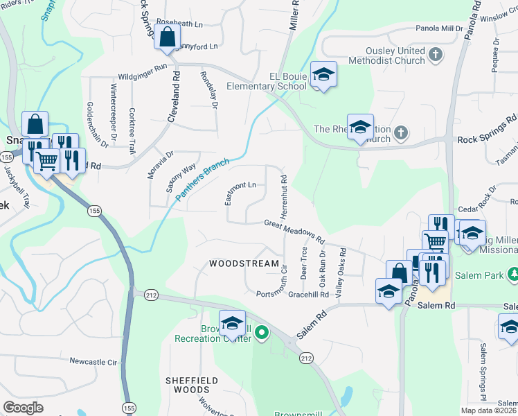 map of restaurants, bars, coffee shops, grocery stores, and more near 3366 Endicott Lane in Stonecrest