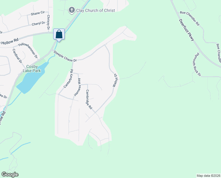 map of restaurants, bars, coffee shops, grocery stores, and more near 6344 Walnut Drive in Dixiana