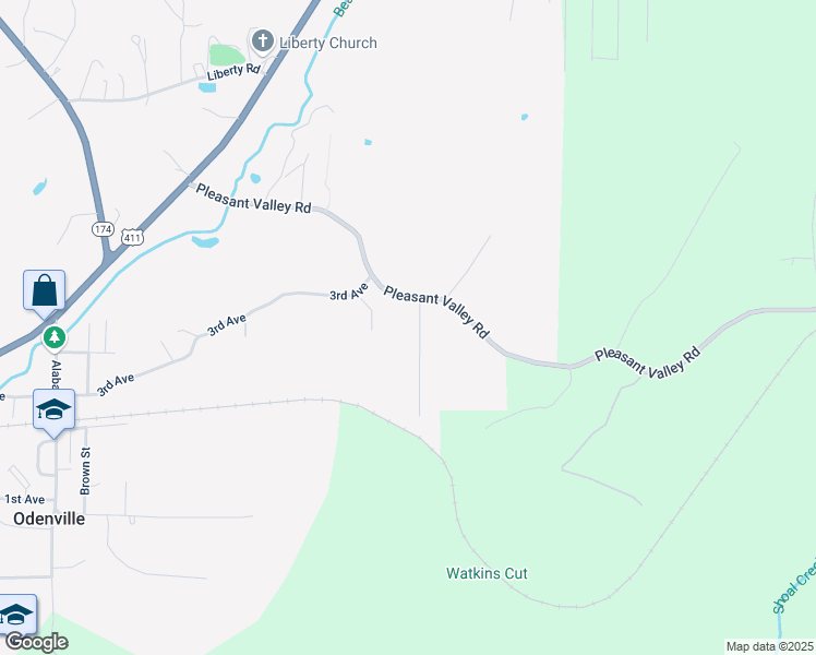 map of restaurants, bars, coffee shops, grocery stores, and more near 45 Cedar Branch Circle in Odenville