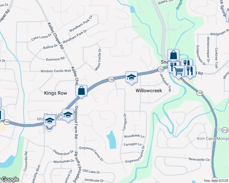 map of restaurants, bars, coffee shops, grocery stores, and more near 3328 Tarragon Drive in Decatur