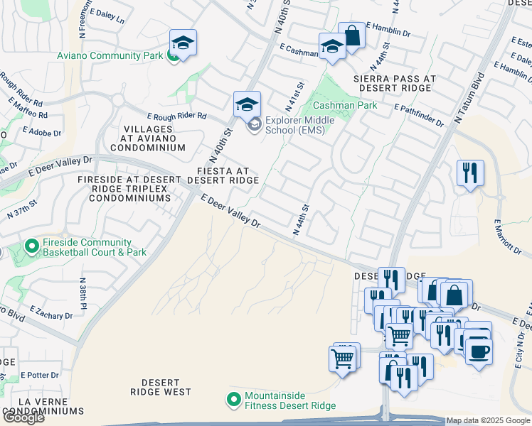 map of restaurants, bars, coffee shops, grocery stores, and more near 4333 East Abraham Lane in Phoenix