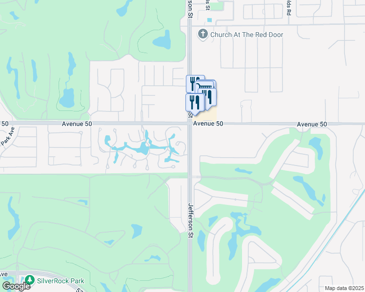 map of restaurants, bars, coffee shops, grocery stores, and more near 50235 Vía Simpatico in La Quinta
