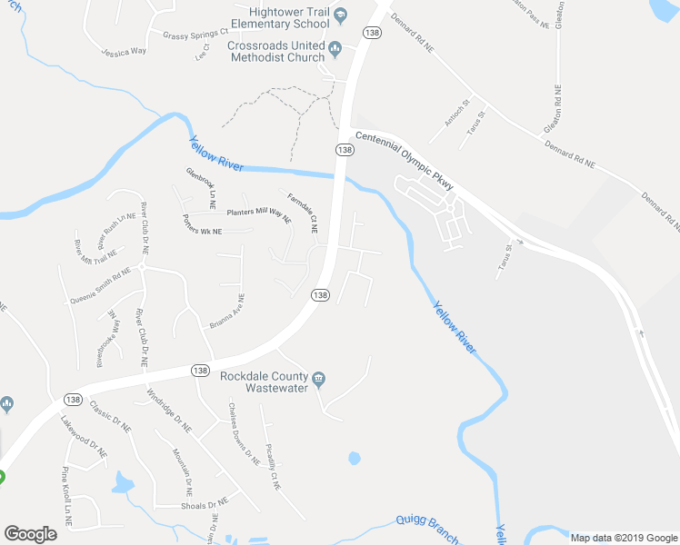 map of restaurants, bars, coffee shops, grocery stores, and more near 1820 Riverchase Circle Northeast in Conyers