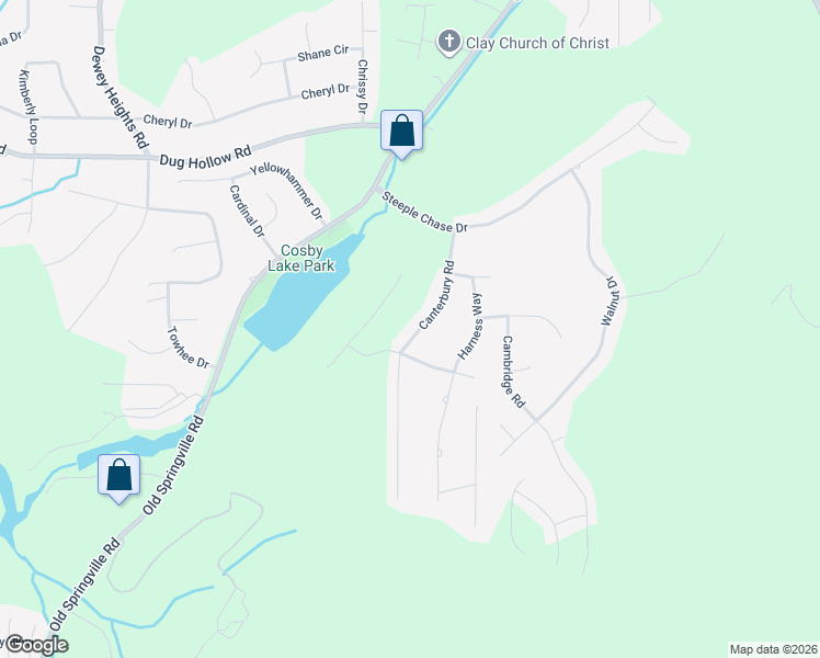 map of restaurants, bars, coffee shops, grocery stores, and more near 6271 Canterbury Road in Pinson