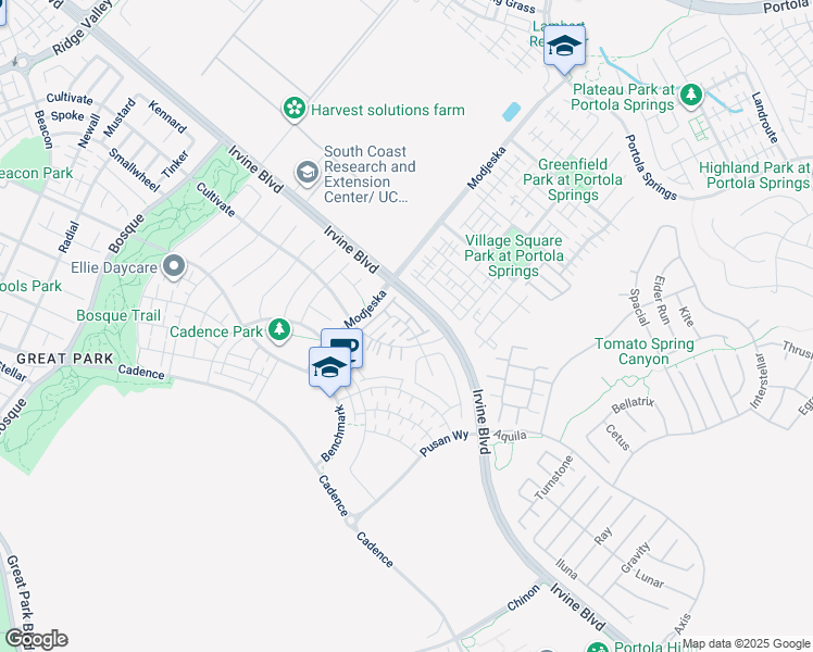 map of restaurants, bars, coffee shops, grocery stores, and more near 168 Stage in Irvine