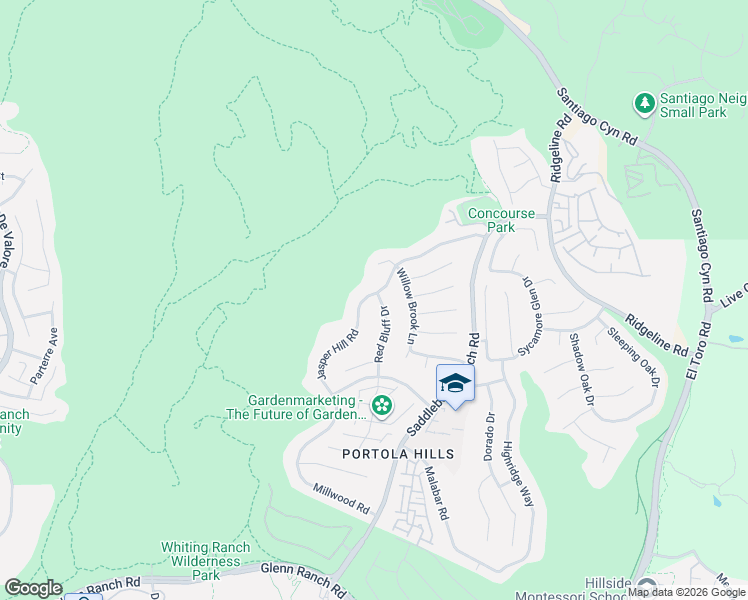 map of restaurants, bars, coffee shops, grocery stores, and more near 19122 Jasper Hill Road in Trabuco Canyon