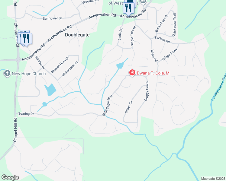 map of restaurants, bars, coffee shops, grocery stores, and more near 4870 Bald Eagle Way in Douglasville