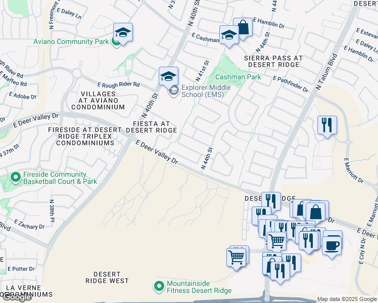 map of restaurants, bars, coffee shops, grocery stores, and more near 4333 East Abraham Lane in Phoenix