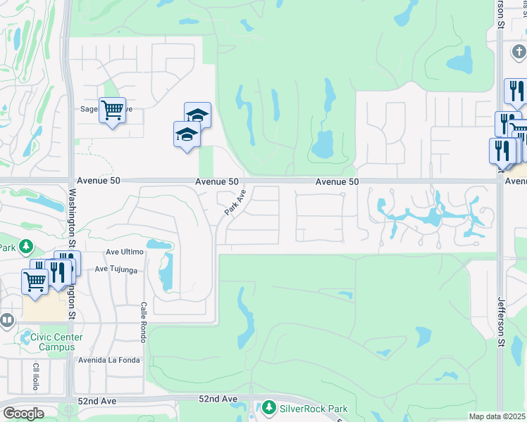 map of restaurants, bars, coffee shops, grocery stores, and more near 79160 Fox Run in La Quinta