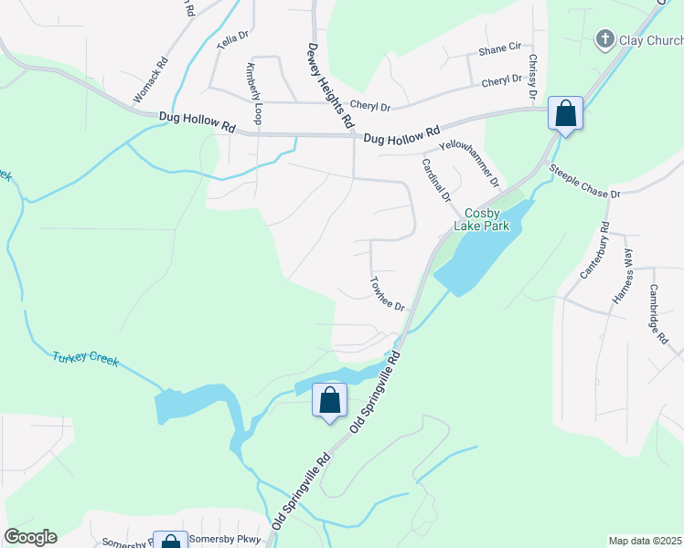 map of restaurants, bars, coffee shops, grocery stores, and more near 5808 Wren Circle in Pinson