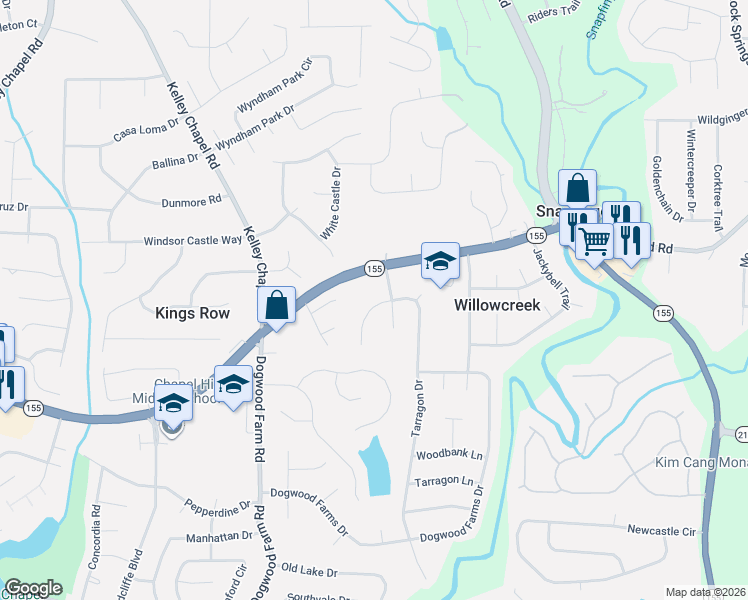 map of restaurants, bars, coffee shops, grocery stores, and more near 3328 Tarragon Drive in Decatur