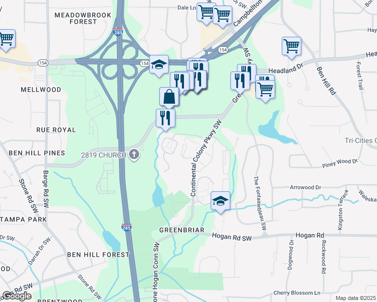 map of restaurants, bars, coffee shops, grocery stores, and more near in Atlanta