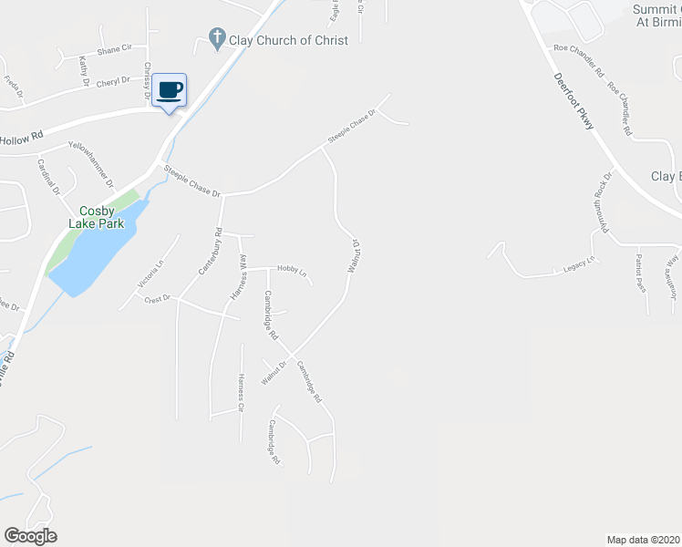 map of restaurants, bars, coffee shops, grocery stores, and more near 6344 Walnut Drive in Dixiana