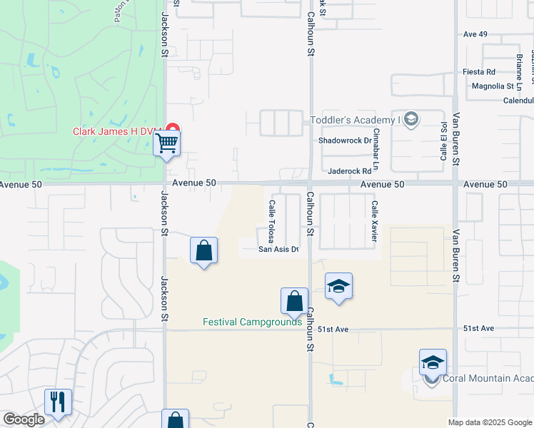 map of restaurants, bars, coffee shops, grocery stores, and more near 50157 Calle Tolosa in Coachella