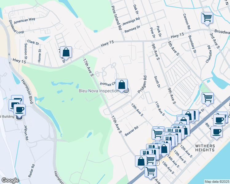 map of restaurants, bars, coffee shops, grocery stores, and more near 1330 Tranquility Lane in Myrtle Beach