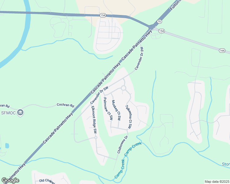 map of restaurants, bars, coffee shops, grocery stores, and more near 7110 Smithers Way Southwest in Atlanta