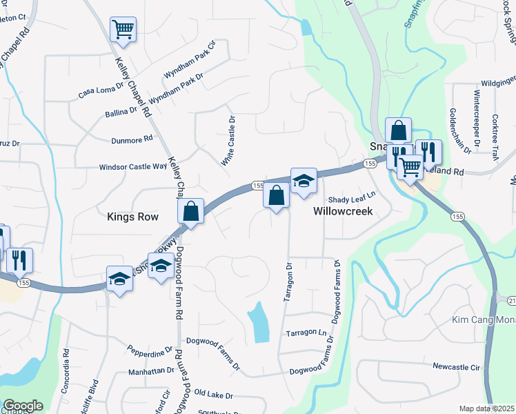 map of restaurants, bars, coffee shops, grocery stores, and more near 3328 Tarragon Drive in Decatur