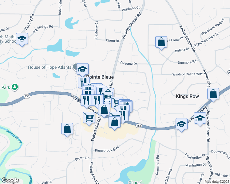 map of restaurants, bars, coffee shops, grocery stores, and more near 3924 Wintersweet Drive in Decatur