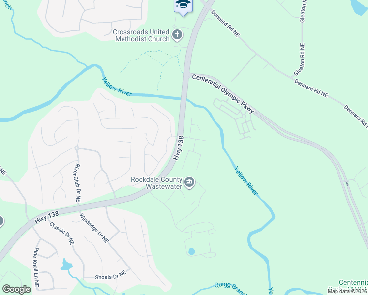 map of restaurants, bars, coffee shops, grocery stores, and more near 1820 Riverchase Circle Northeast in Conyers