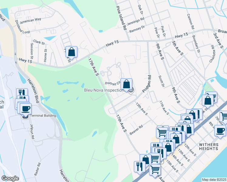 map of restaurants, bars, coffee shops, grocery stores, and more near 823 Mary Anna Court in Myrtle Beach