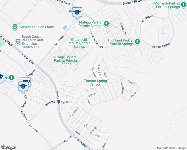 map of restaurants, bars, coffee shops, grocery stores, and more near 90 Spacial in Irvine