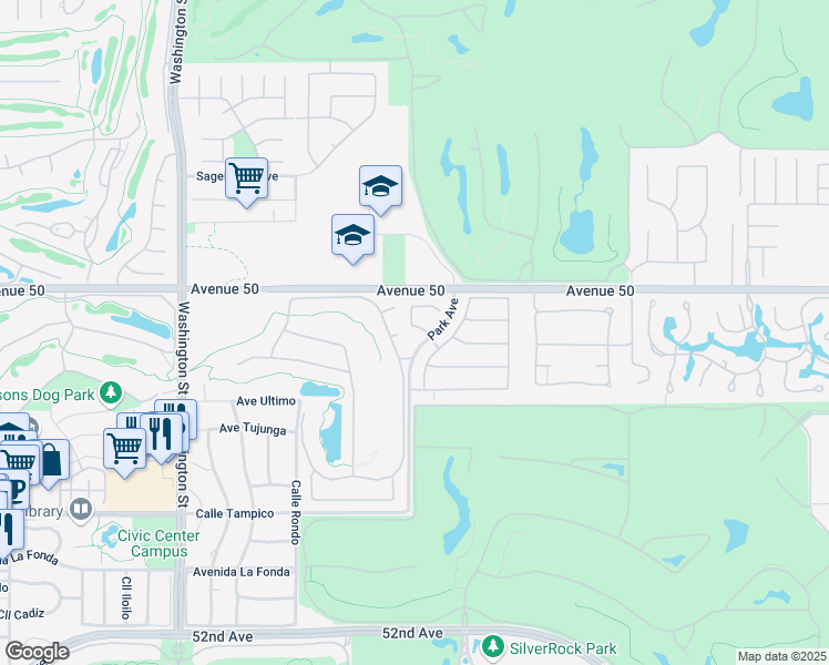 map of restaurants, bars, coffee shops, grocery stores, and more near 78965 Dry Creek Road in La Quinta