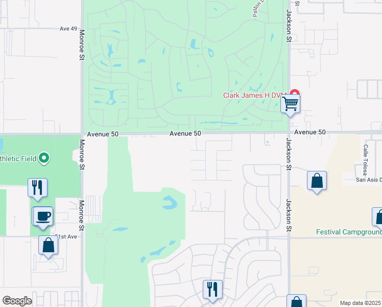 map of restaurants, bars, coffee shops, grocery stores, and more near 82611 Sagrada Court in Indio