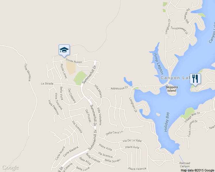 map of restaurants, bars, coffee shops, grocery stores, and more near 21532 Appaloosa Ct in Canyon Lake