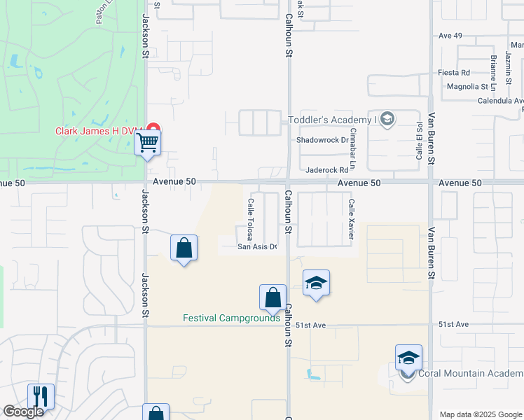 map of restaurants, bars, coffee shops, grocery stores, and more near 50133 San Capistrano Drive in Coachella