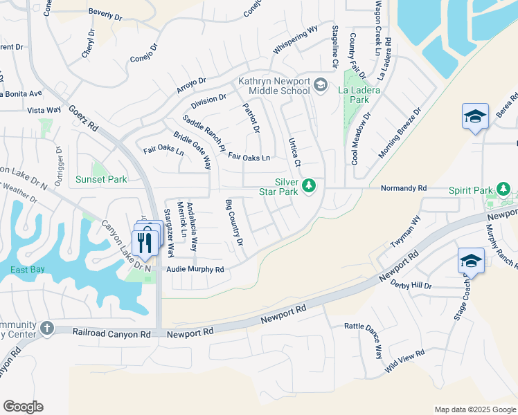 map of restaurants, bars, coffee shops, grocery stores, and more near 30087 Honor Court in Menifee