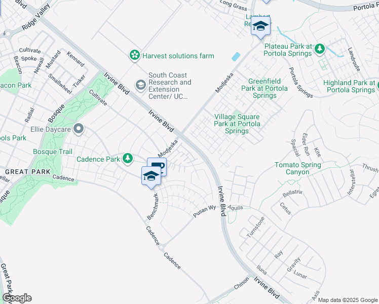 map of restaurants, bars, coffee shops, grocery stores, and more near 132 Modjeska in Irvine