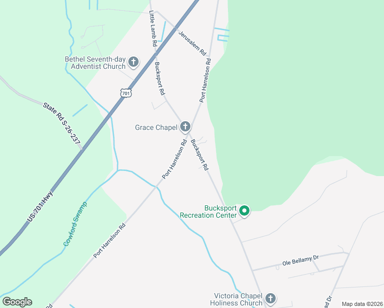 map of restaurants, bars, coffee shops, grocery stores, and more near 1525 Bucksport Road in Conway