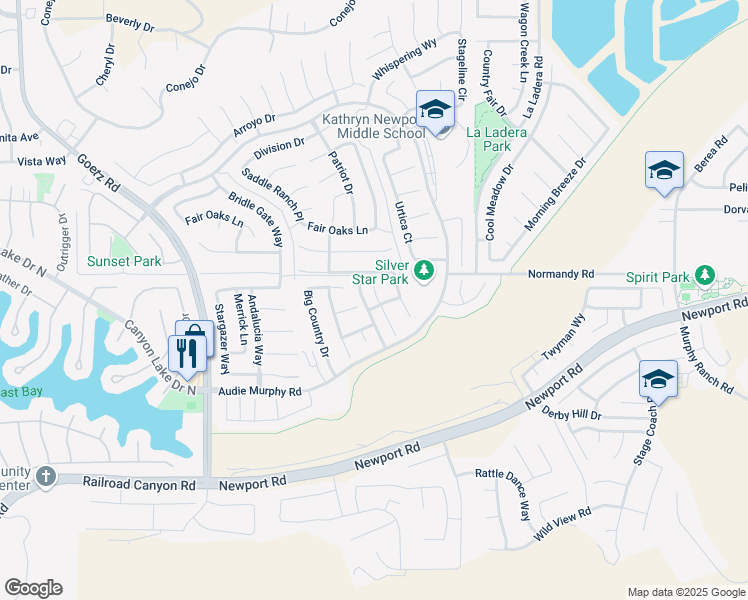 map of restaurants, bars, coffee shops, grocery stores, and more near 30087 Honor Court in Menifee