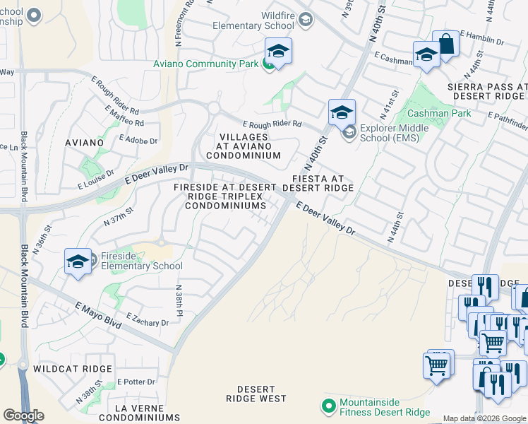 map of restaurants, bars, coffee shops, grocery stores, and more near 3981 East Cat Balue Drive in Phoenix