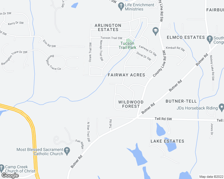 map of restaurants, bars, coffee shops, grocery stores, and more near 4335 Greenleaf Circle Southwest in Atlanta