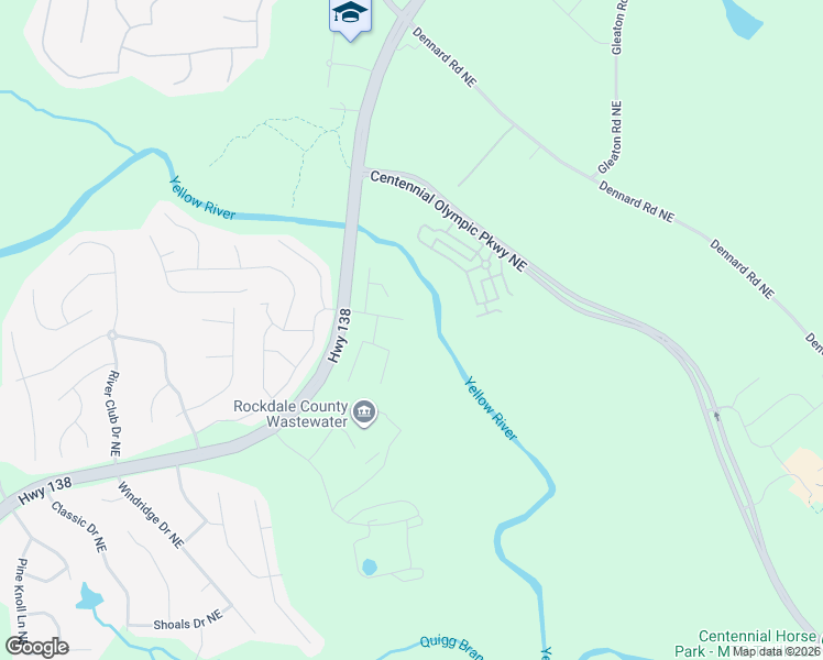 map of restaurants, bars, coffee shops, grocery stores, and more near 1622 Riverside Trail Northeast in Conyers