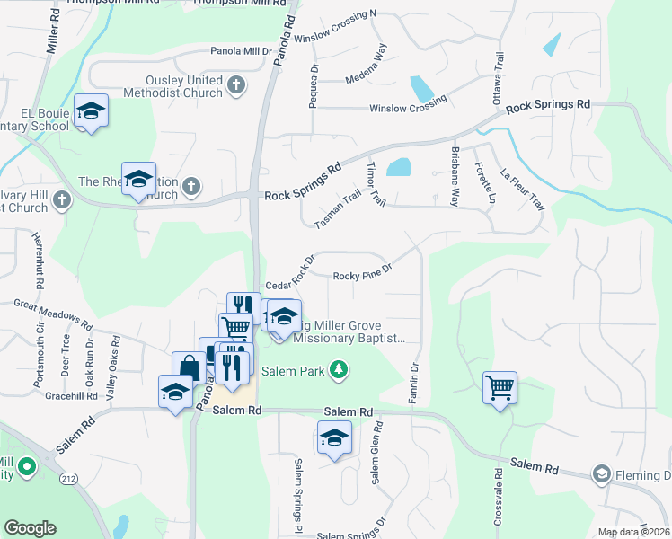 map of restaurants, bars, coffee shops, grocery stores, and more near 5310 Rocky Pine Drive in Stonecrest