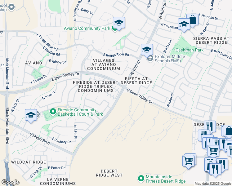 map of restaurants, bars, coffee shops, grocery stores, and more near 3981 East Cat Balue Drive in Phoenix
