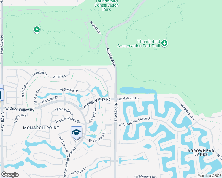 map of restaurants, bars, coffee shops, grocery stores, and more near 5923 West Tina Lane in Glendale