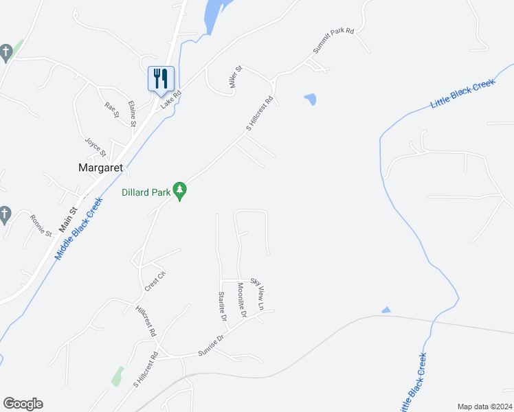map of restaurants, bars, coffee shops, grocery stores, and more near 985 Moonlite Drive in Odenville