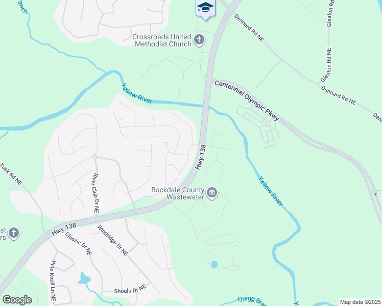 map of restaurants, bars, coffee shops, grocery stores, and more near 2008 Harvest Mill Run Northeast in Conyers