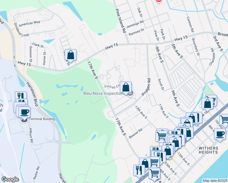 map of restaurants, bars, coffee shops, grocery stores, and more near 823 Mary Anna Court in Myrtle Beach