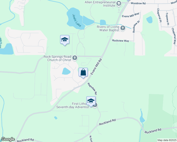 map of restaurants, bars, coffee shops, grocery stores, and more near 3539 Evans Mill Road in Stonecrest