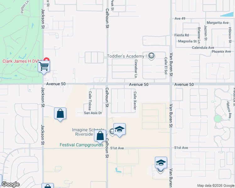 map of restaurants, bars, coffee shops, grocery stores, and more near Camino Convento in Coachella